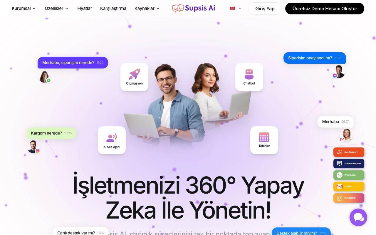 Supsis ana sayfası ekran görüntüsü